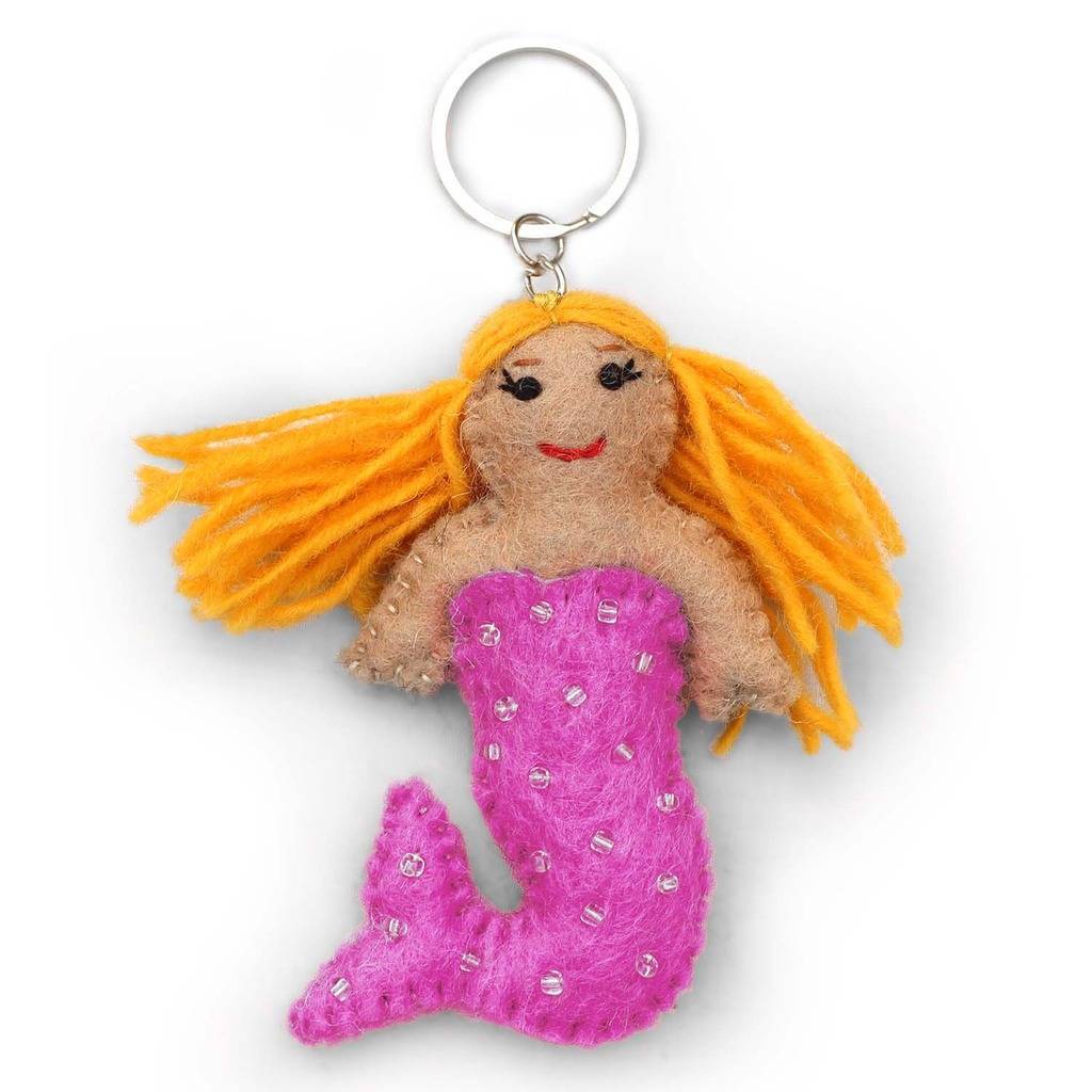 Pink Mermaid Felt Key Chain