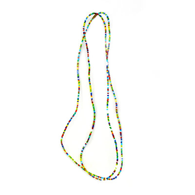 Long Single Strand Maasai Bead Necklace, Multicolored