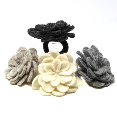 Neutral Zinnias Felt Napkin Rings, Set of 4