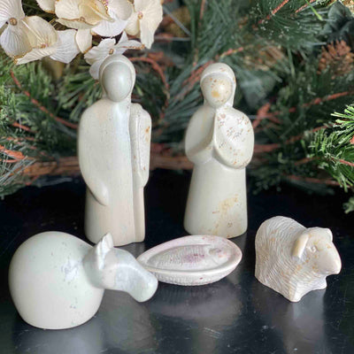 5-Piece Set - Soapstone Holy Family Nativity