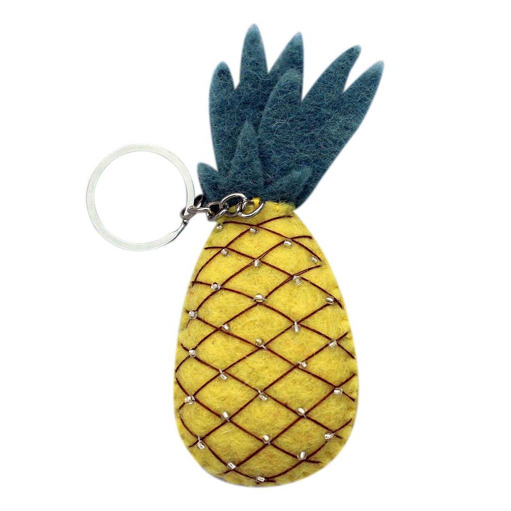 Pineapple Felt Key Chain