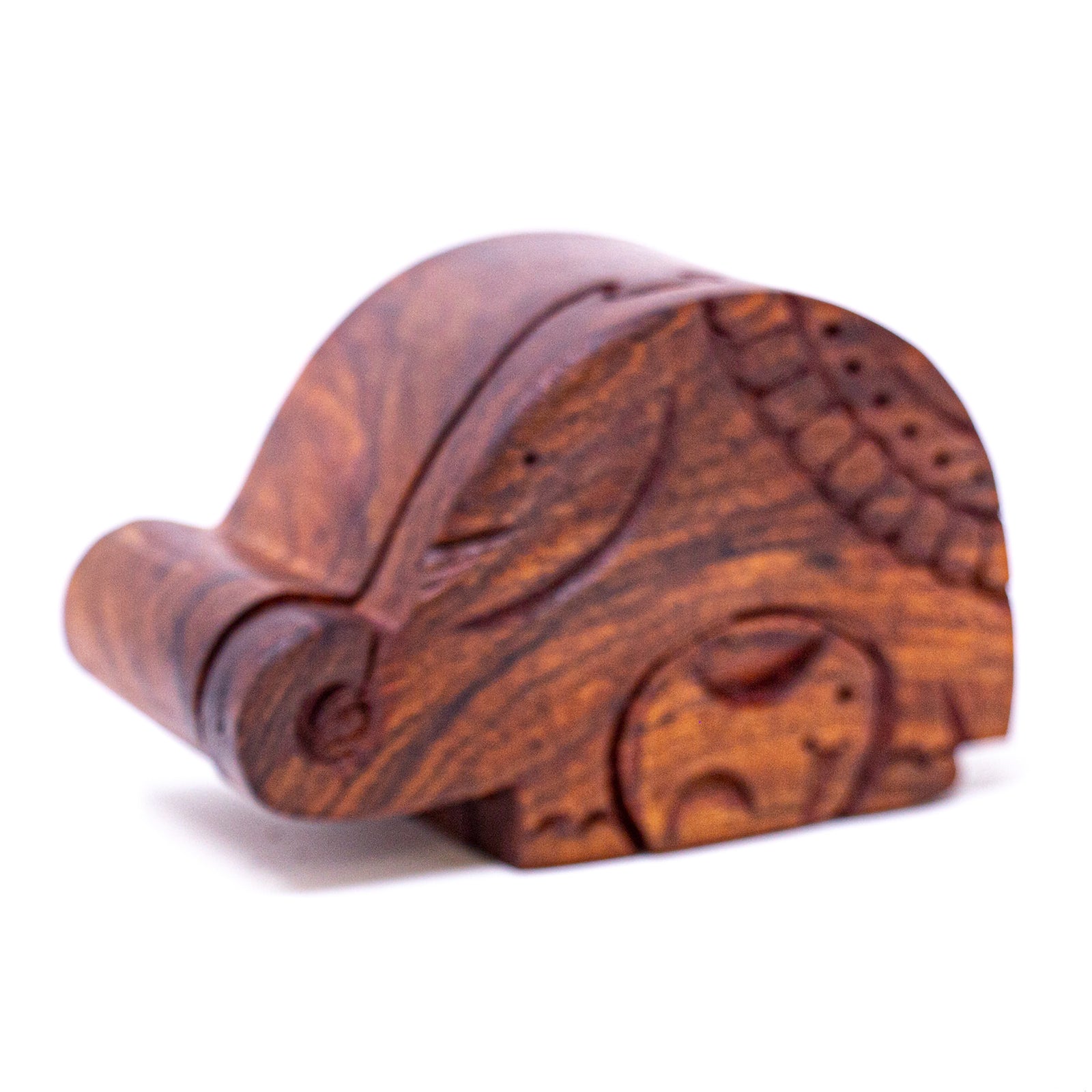 Sheesham Wood Carved Mama & Baby Elephant Puzzle Box