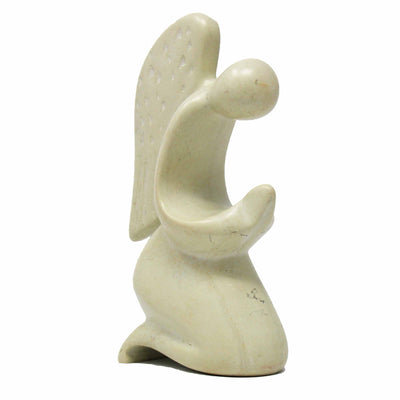 Soapstone Praying Angel Sculpture - Natural Stone