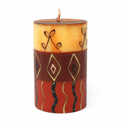 Hand-Painted Pillar Candle in Gift Box, 4-inch (Bongazi Design)