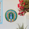 Vibrant Blue Peacock Haitian Metal Drum Wall Art