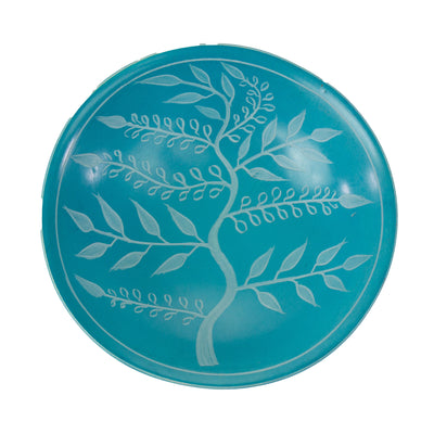 4-Pack - Painted Soapstone Carved Dish, Turquoise Etching