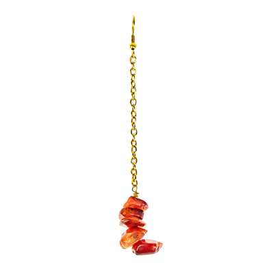 Brass Chain Carnelian Uncut Stone Earrings, PACK OF 3