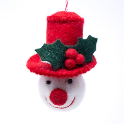 Classic Tophat Snow Friend Handmade Felt Ornament