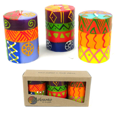 Hand-Painted Votive Candles, Boxed Set of 3 (Shahida Design)