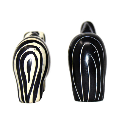 2-Piece Set - Soapstone Zebra Sculptures - Yin-Yang