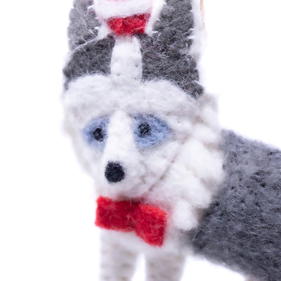 Husky Santa Handmade Felt Ornament