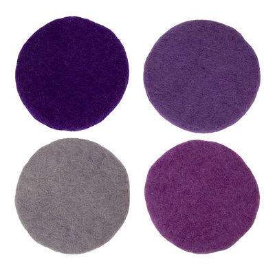 Handmade Felt Macaroon Coasters, Set of 4: Lilac Dusk