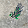 Alpaca Silver Green Leaves Brooch