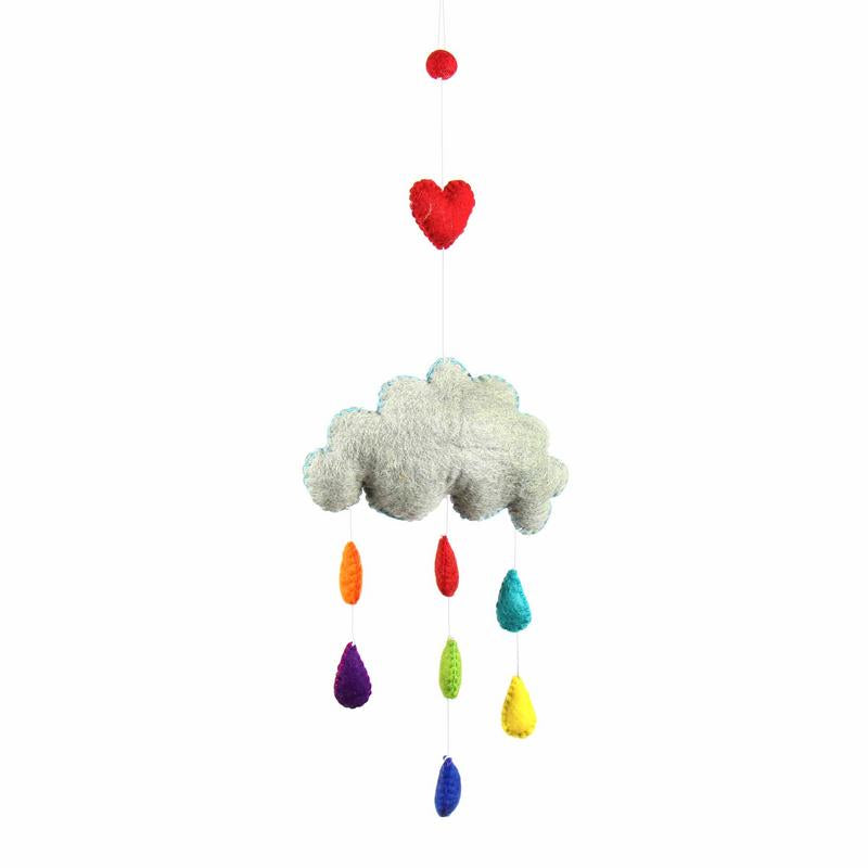 Cloud & Raindrop Felt Nursery Mobile