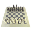 Soapstone Hand-Carved Chess Set - Safari Animal Pieces - Grey/Natural Stone