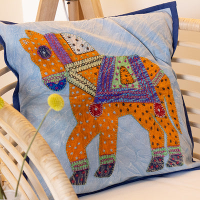 19 inch Decorative Pillow with Horse Applique (insert included)