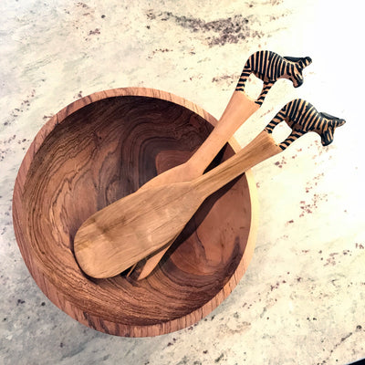 Wood Serving Set, Zebra Design