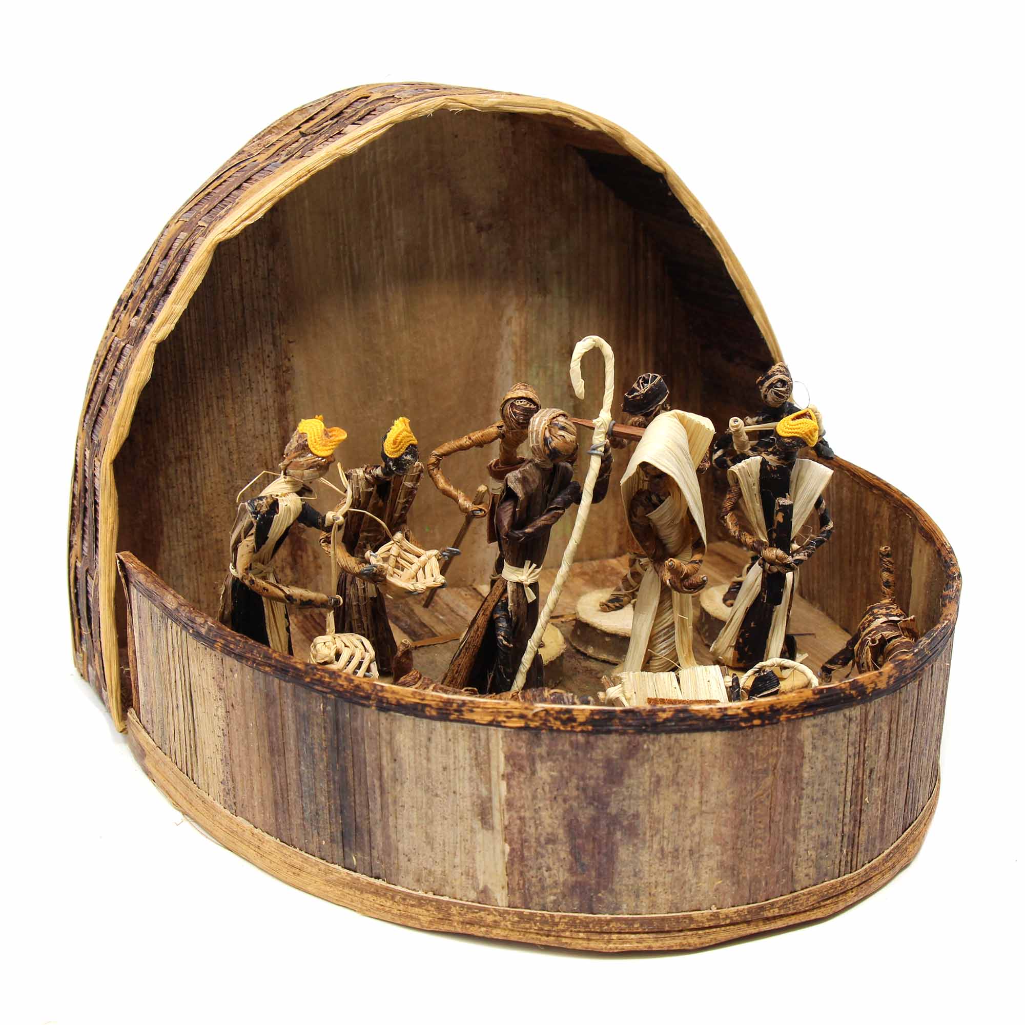 Banana Fiber Nativity 13-piece Set Round - Kenya