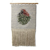 Handwoven Boho Wall Hanging, Blue Grey with Fringe