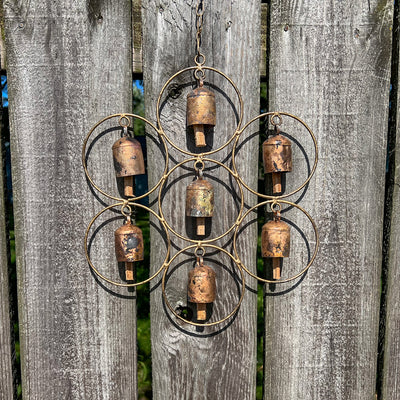 Handcast Recycled Iron Garden Chime with Seven Bells