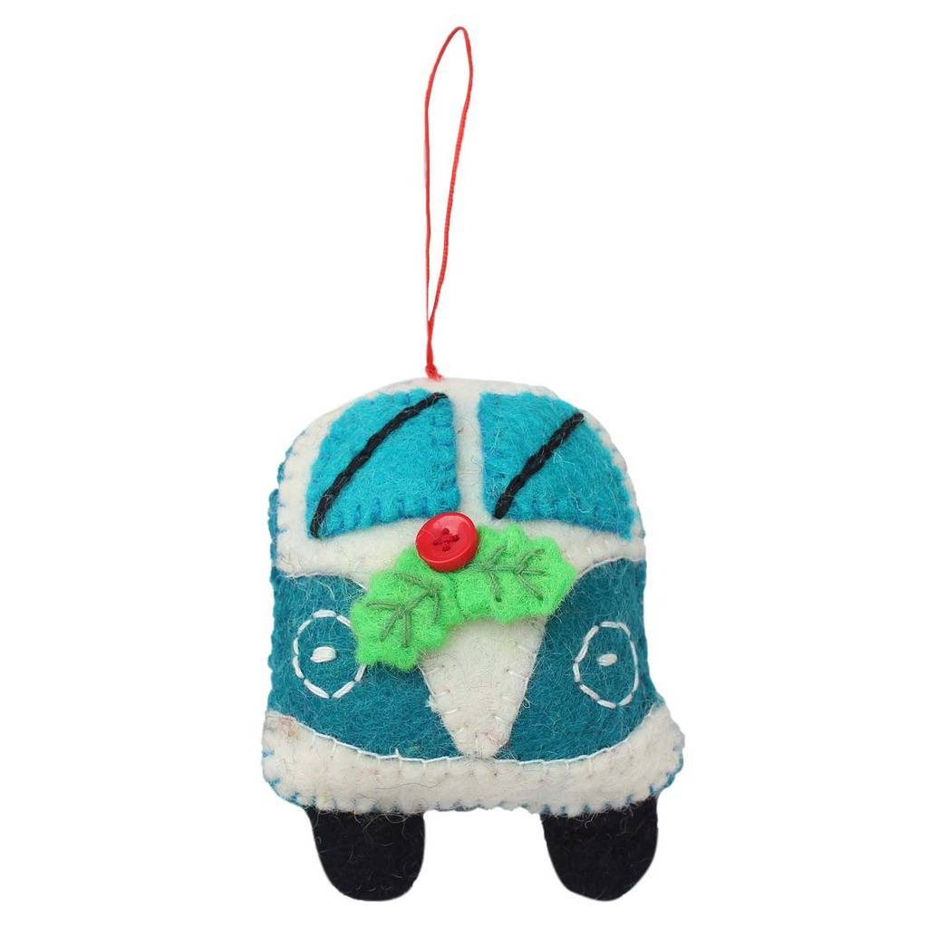 Turquoise Groovy Van Felt Ornament