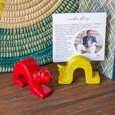 4-Pack - Colorful Soapstone Photo/Card Stands in Whimsical Yogi Poses