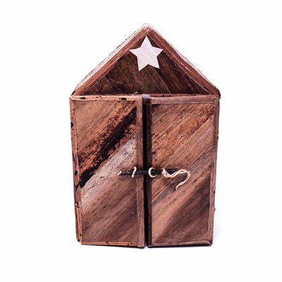 13-Piece Set - Soapstone Kenya Nativity Set and Banana Fiber Barn