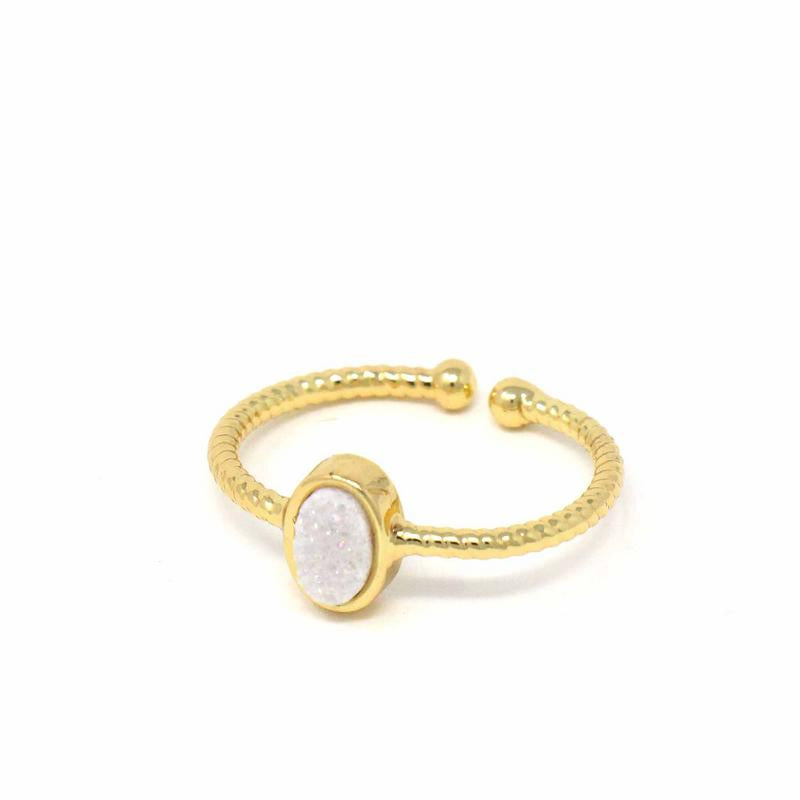 Ring: White Druzy Agate Stone