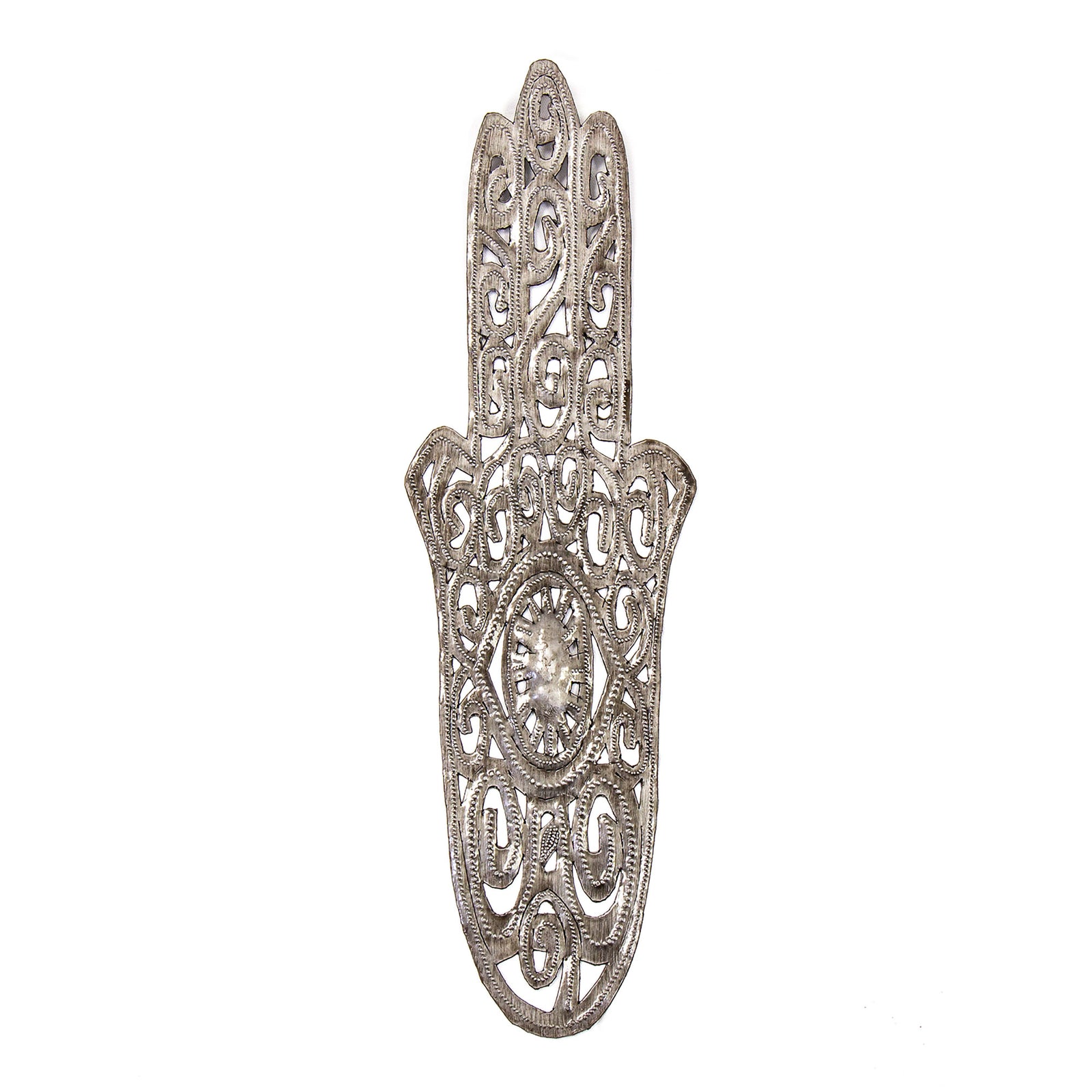 Hamsa Hand Haitian Metal Wall Art, 14 inch