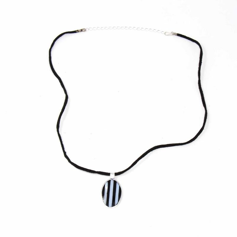 Abalone and Black Stripe Pendant Necklace