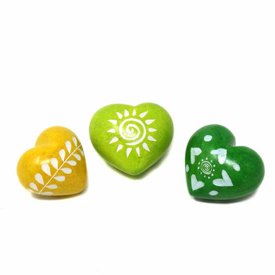 10-Pack - Soapstone Hearts - 1.5-inch - Assorted Colors with Designs