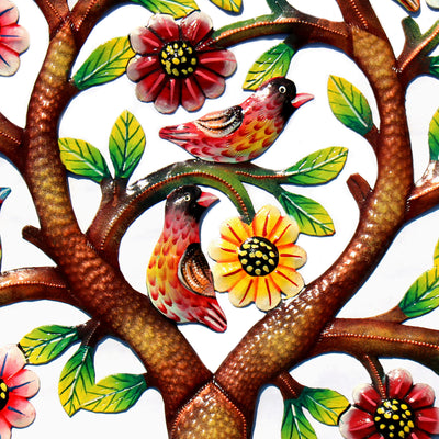 Rooted Tree of Life Braided Ring Painted Haitian Metal Drum Wall Art, 24"