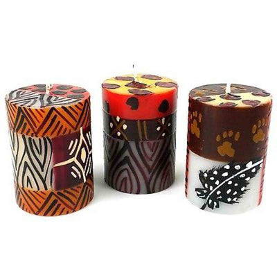 Hand-Painted Votive Candles, Boxed Set of 3 (Uzima Design)