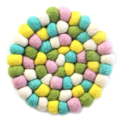 Felt Ball Trivet: Round, Candyland