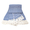 Recycled Cotton Decorative Throw Blanket with Tassels, Navy & White