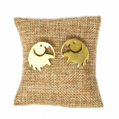 Elephant Brass Stud Earrings - Pack of 3