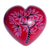 Large Soapstone Red Puffy Heart with Acacia Tree Carving