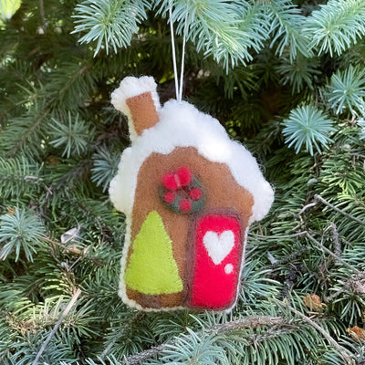 Gingerbread Cabin Handmade Felt Ornament
