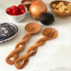 Olive Wood Serving Set, Braided Handles