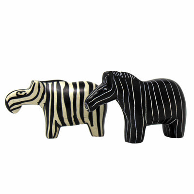 2-Piece Set - Soapstone Zebra Sculptures - Yin-Yang