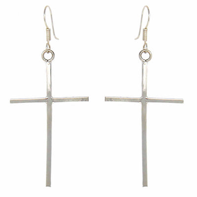 thumbnail image 2 of Handmade Silver Plated Open Cross Dangle Earrings | Short Or Long Drop | Nickel-Free 2 of 3