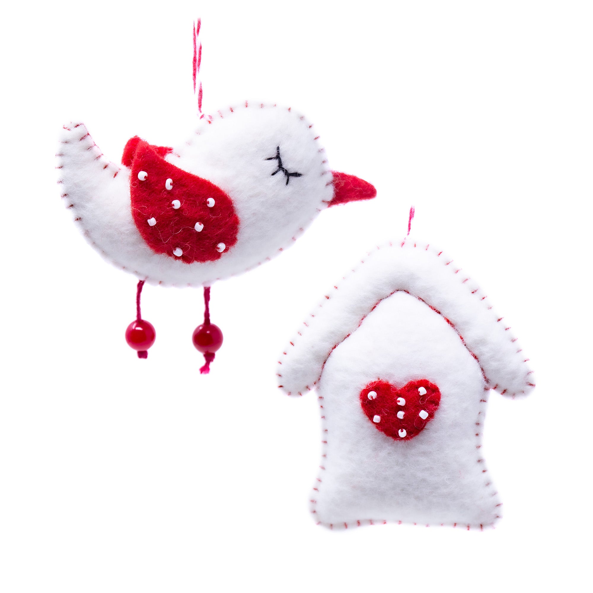 Home is Where the Heart is Handmade Felt Ornaments, Set of 2