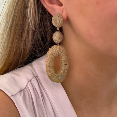 Jute Geo Statement Earring, PACK OF 3