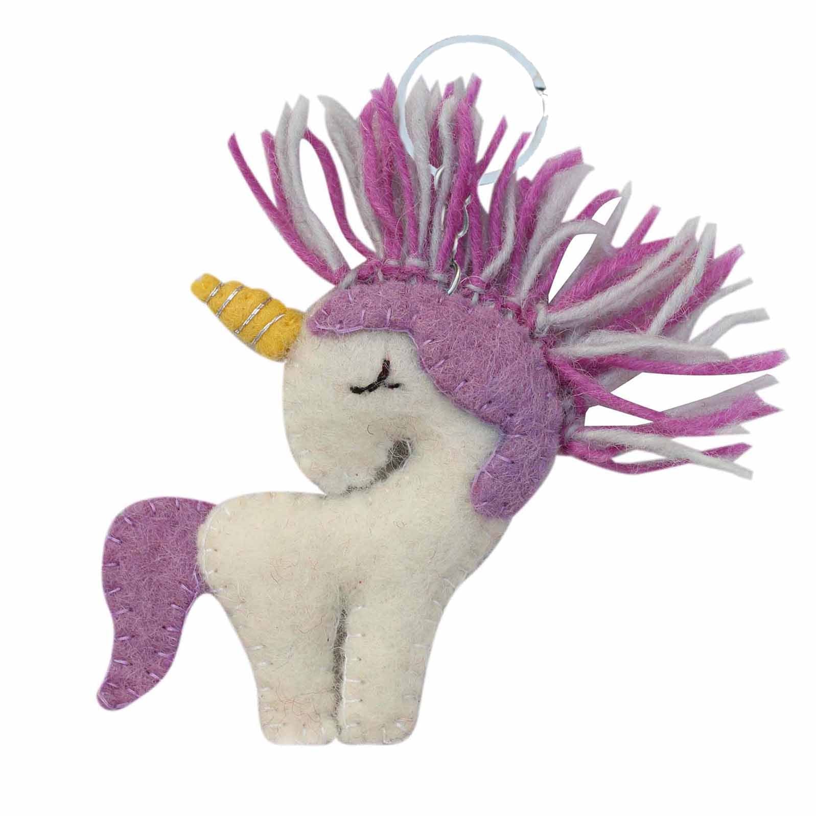 Purple Unicorn Felt Key Chain