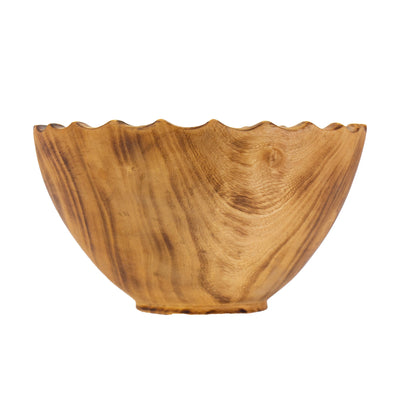 Nested Round Scalloped Jacaranda Wood Bowls, Set of 3