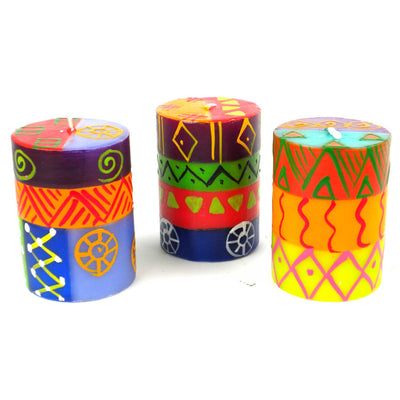 Hand-Painted Votive Candles, Boxed Set of 3 (Shahida Design)