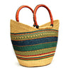 Bolga Tote, Mixed Colors with Leather Handle