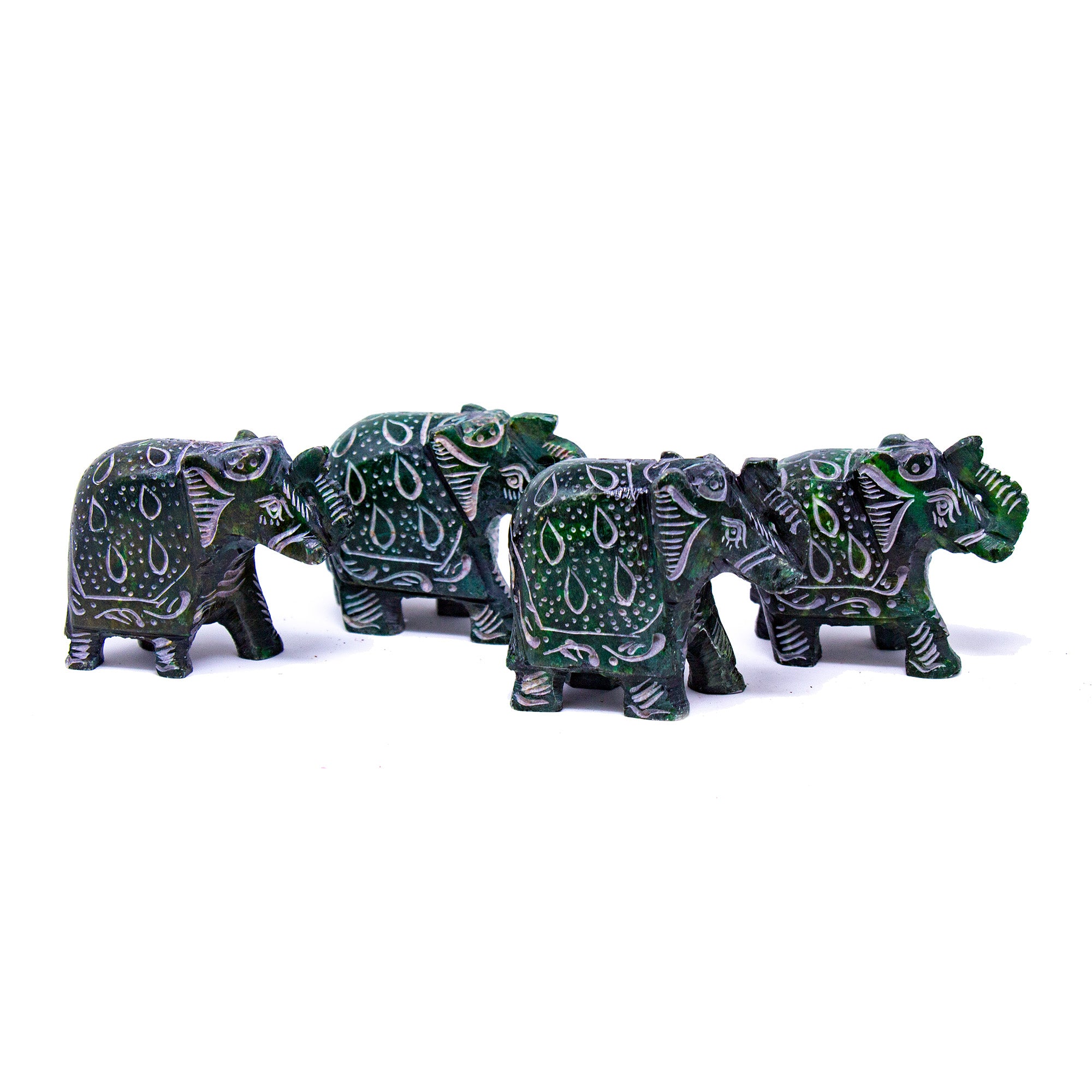 4-Pack - Soapstone Elephant Incense Holder