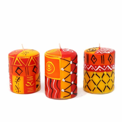 Hand-Painted Votive Candles, Boxed Set of 3 (Zahabu Design)