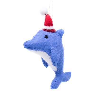 Dolphin Santa Handmade Felt Ornament